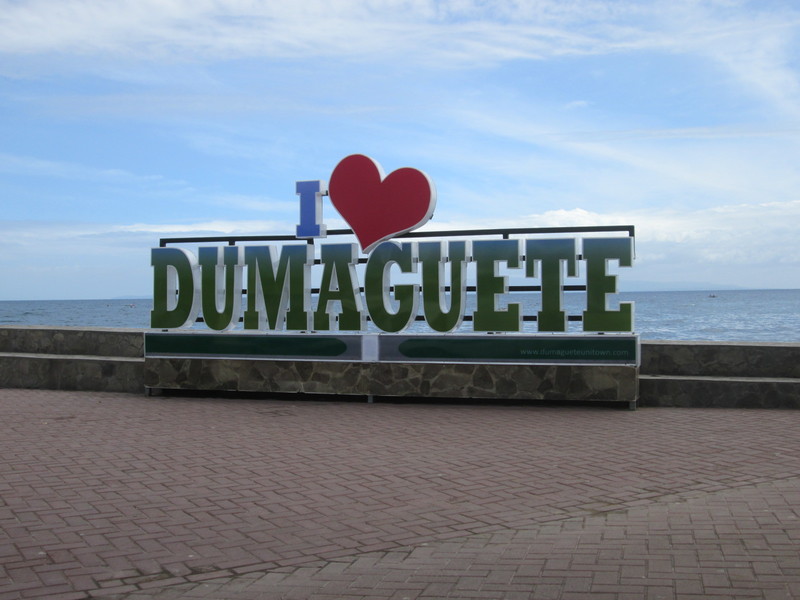 I Love Dumaguete sign at seaside