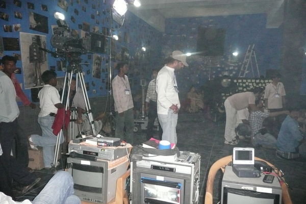 On the set, picture stolen.