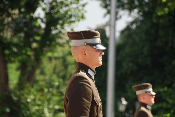Guarding the war memorial