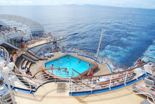 One of the many pools on the ship