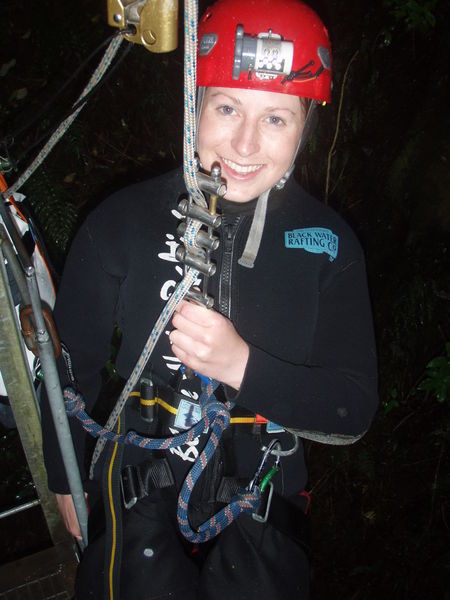 Abseiling into the cave