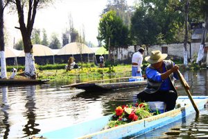 A  Local on a boat in Xochimilco