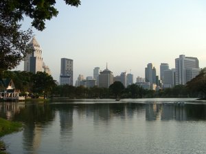 Skyscrapers view within Lumphini park
