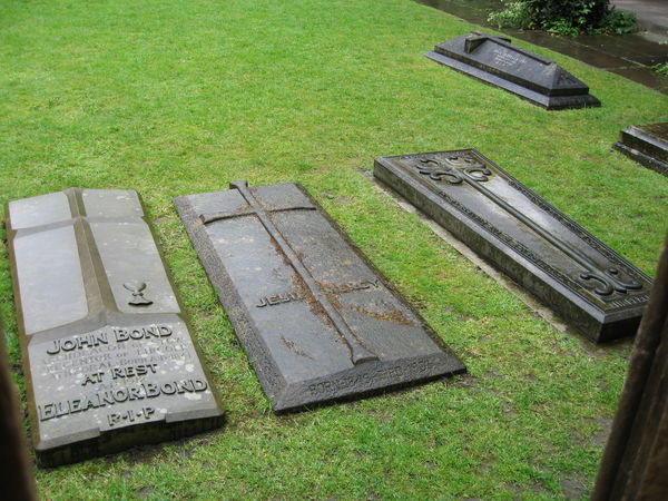 Tombstones in the courtyard