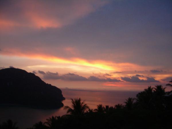 sun set over phi phi from view point