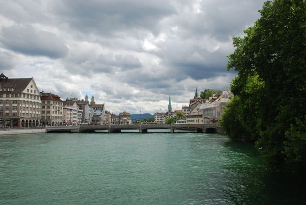 Limmat river and Zurich old city