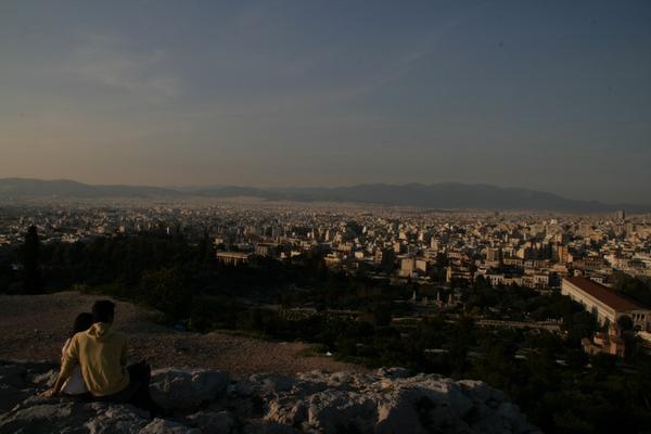 overlooking the concrete forest of athens