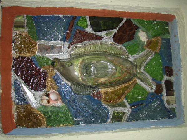 Unusual window in my room made from recycled glass