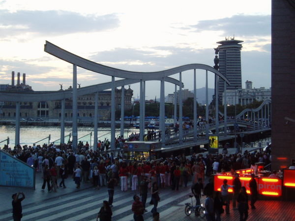 The port area of Barcelona in the early evening