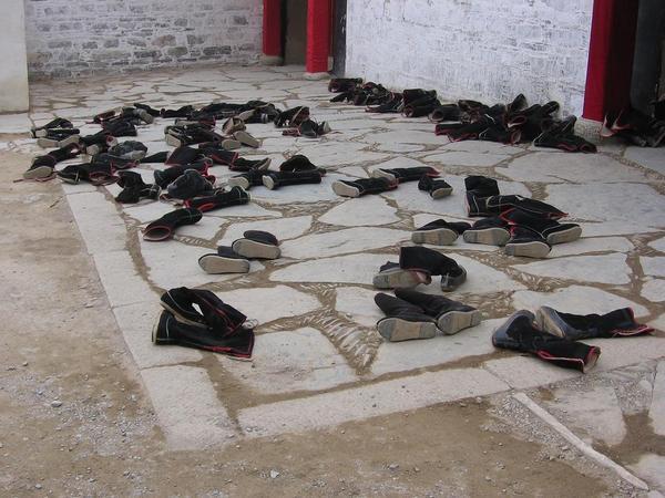the boots are left outside - 300 pairs!