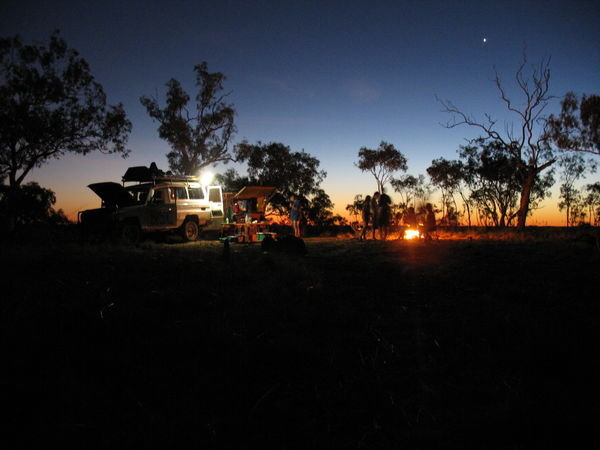 The campsite at dusk