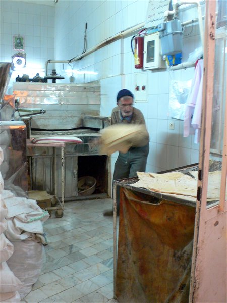 baker working at work at the Kashan bazaar