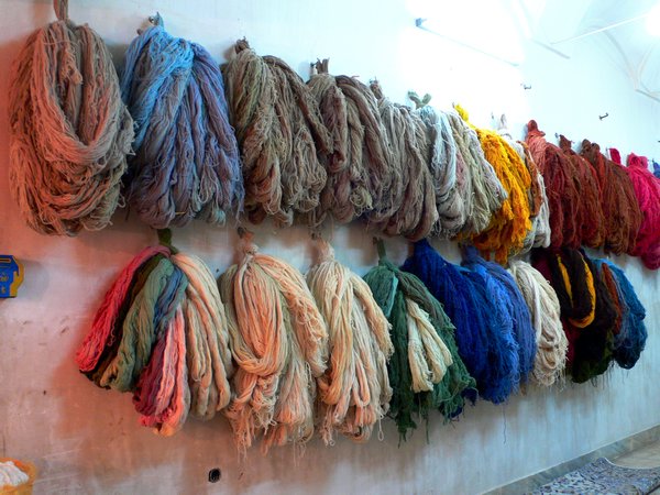 dyed wool for carpets in the Kashan bazaar