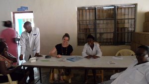 Faith and I registering clients at Ruharo Mission Hospital Nutrition camp