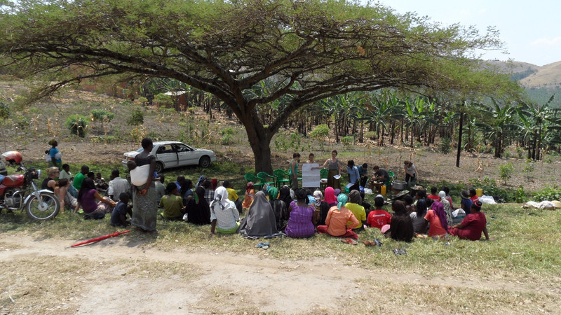 Nutrition talk under a beautiful Acacia tree in Kishuro