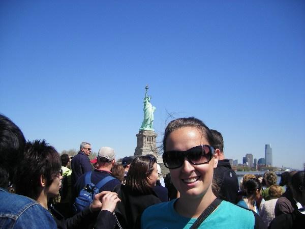 Lauren and the Statue of Liberty from the boat