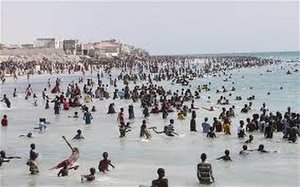 Busy beaches in Friday Mogadishu seaside city Somalia
