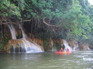Kayak and Waterfall