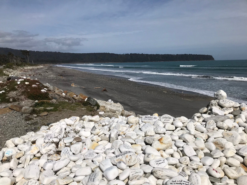 Bruce Bay -piles of stones 
