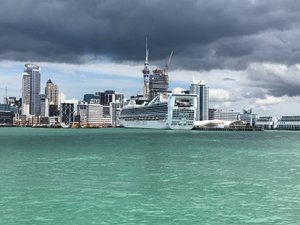 storm clouds gather over Auckland Harbour 