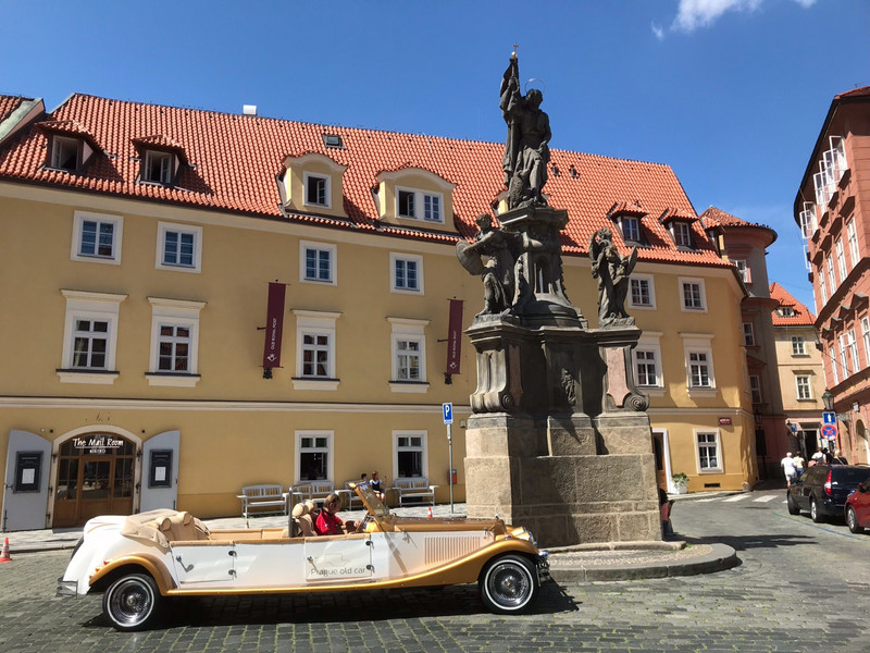 Streets of Prague with old cars 