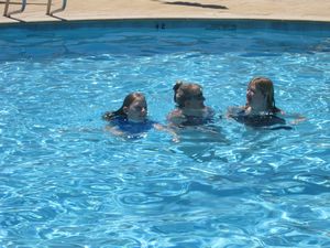 Me and Julie and Leanne brave the pool.