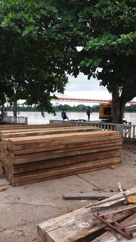 Hardwood unloaded at Puerto Maldonado