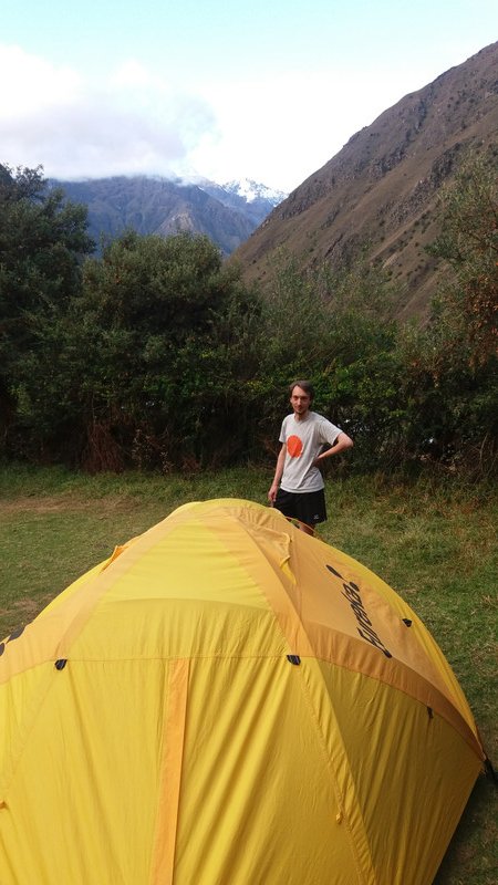 Martin at first campsite at Huayllabamba