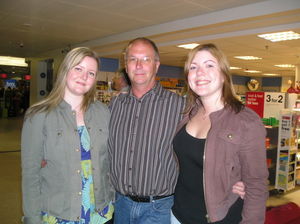 Jen, Dad and Me at Manchester Airport