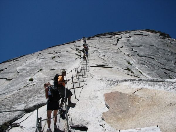 Cables on top of Half Dome
