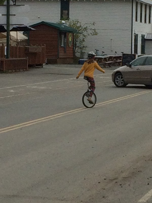 unicyclist in Talkeetna