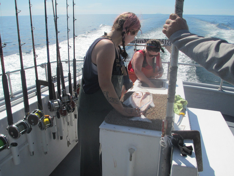 crew filleting our catch