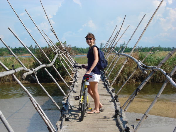 Biking over Bamboo bridges