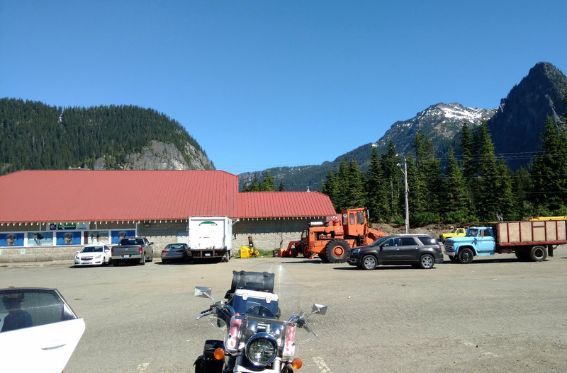 The view from the parking lot of the Summit Pancake House in Snoqualmie Pass, WA