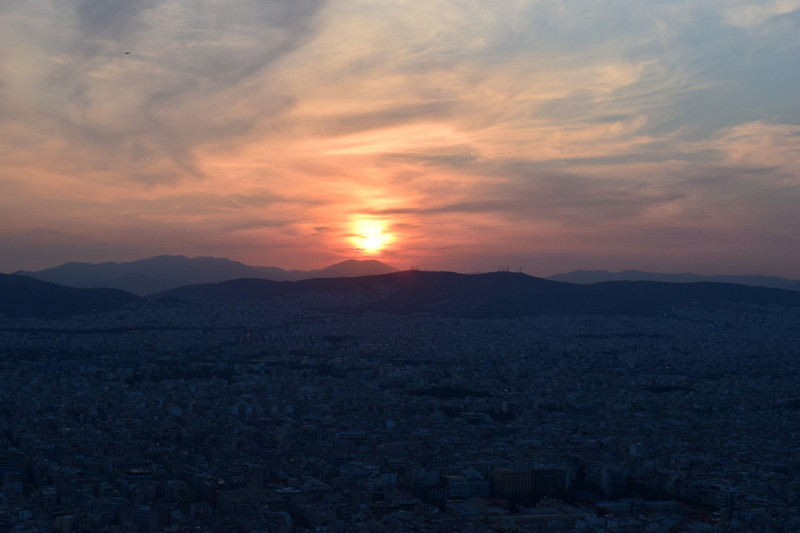 Sunset from Lycabettus Hill - Our last night in Athens