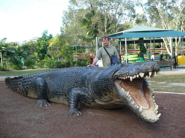 Andreas making friends with a croc