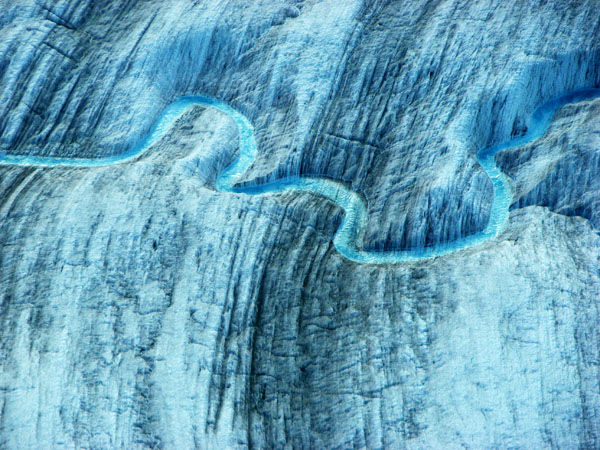 A stream running through the glacier