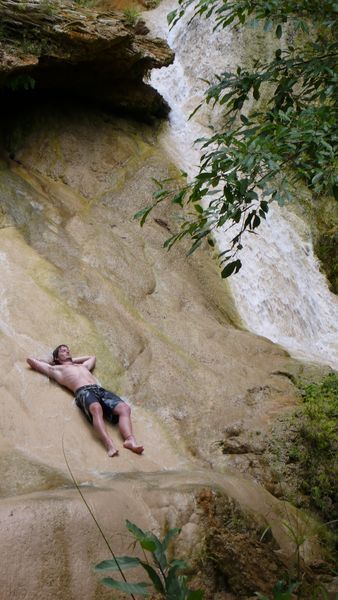 Relaxing in the Erawan Falls