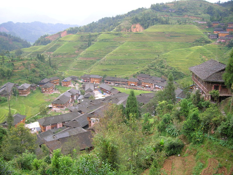 Vue vers le village de Dazhai