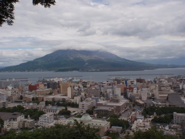 Kagoshima and volcano from above