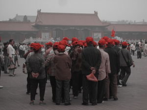 Red capped tour groups