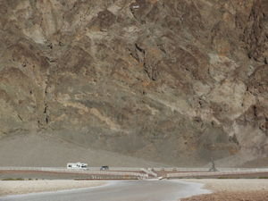 Looking back from the salt flats at Badwater