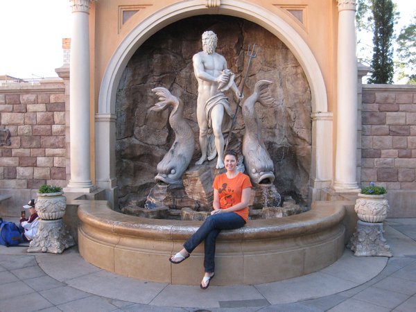 Sitting near a fountain in 'Italy'