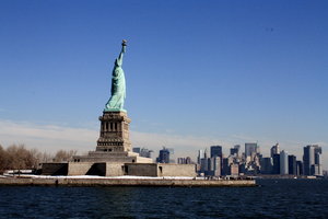 statue of liberty and city