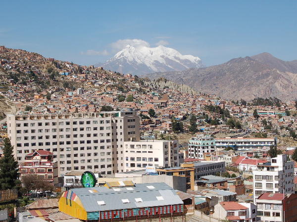 La Paz, dominated by Mount Illamani