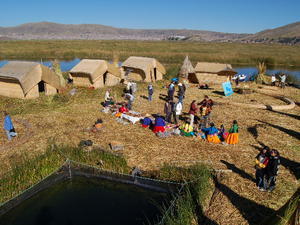 One of the floating islands of the Uros