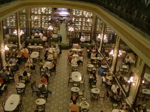 View from the upstairs balcony at Confeitaria Colombo