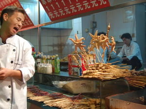 Vendor, Wangfujing food market, Beijing