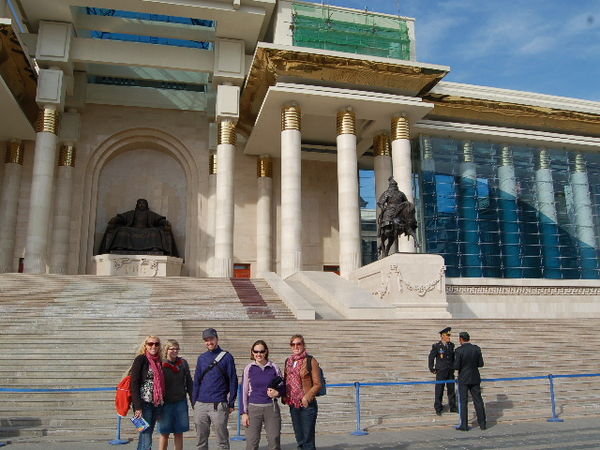 Some of our group outside the Mongolian Congress building