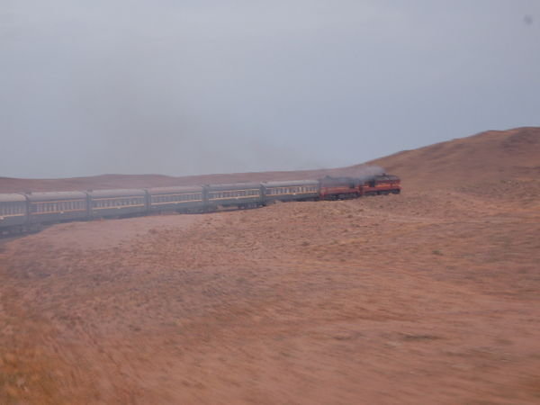Our train makes its way through the arid landscape onto China